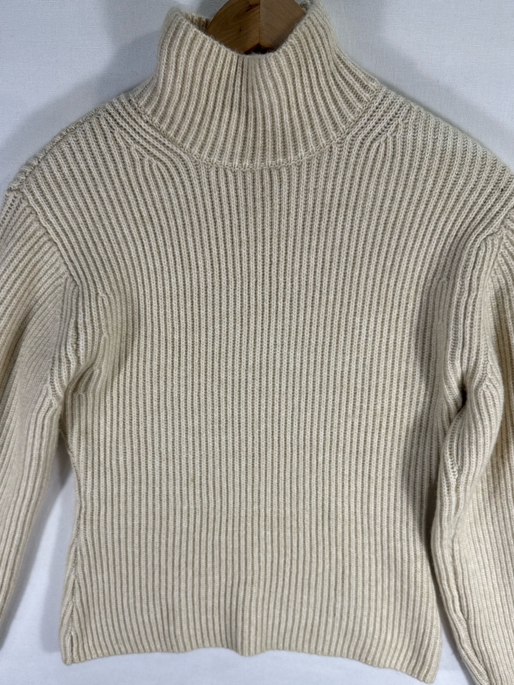 H&M Cream Ribbed Turtleneck Sweater